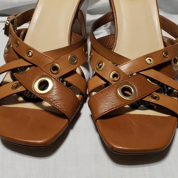 Cole haan wedge sandals tan eyelet adjustable 🔥 - Picture 3 of 9